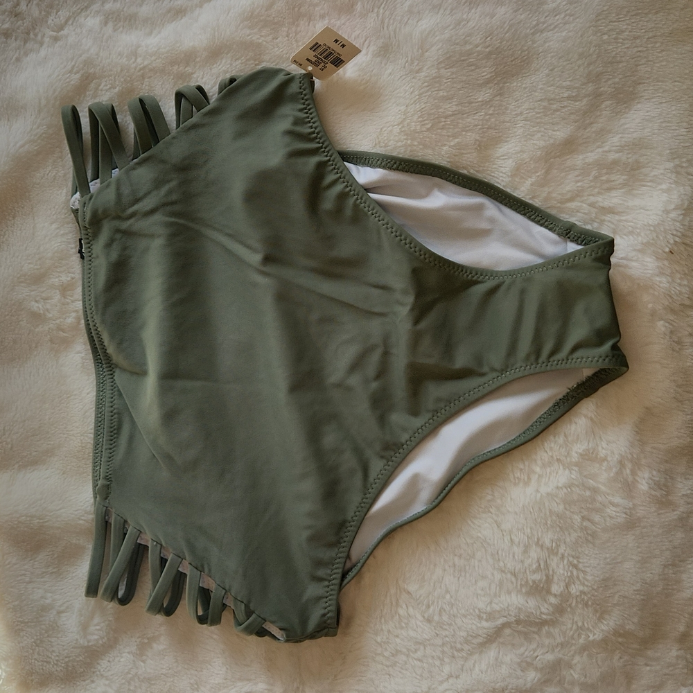 Victoria's Secret Swim Bottoms NWT Medium M Green Cutout Highwaisted